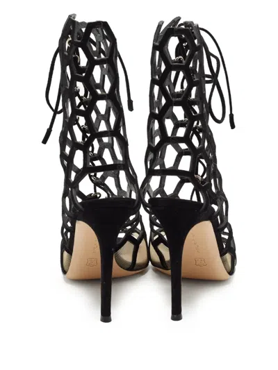 Pre-owned Gianvito Rossi  100mm Cut-out Sandals In Black