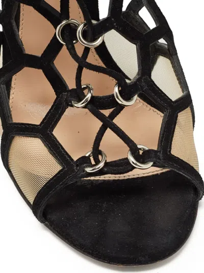 Pre-owned Gianvito Rossi  100mm Cut-out Sandals In Black