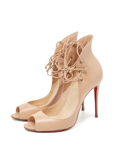 Pre-owned Christian Louboutin 110mm Laced Peep-toe Pumps