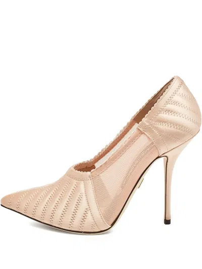 Pre-owned Dolce & Gabbana 110mm Embroidered Pointed-toe Pumps In Orange