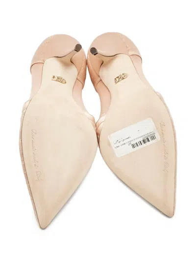 Pre-owned Dolce & Gabbana 110mm Embroidered Pointed-toe Pumps In Orange