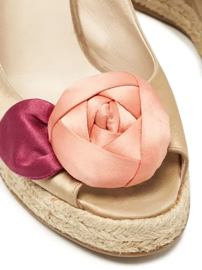 Pre-owned Prada 110mm Floral-appliqué Espadrilles
