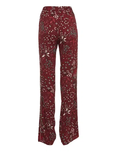 Pre-owned Max Mara  Floral Print Trousers In Red