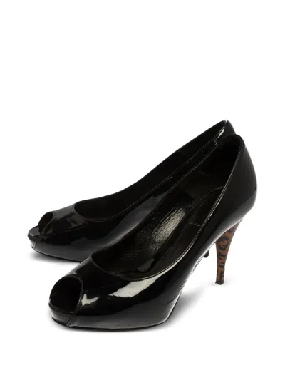 Pre-owned Fendi 100mm Zucca-print Patent Leather Pumps
