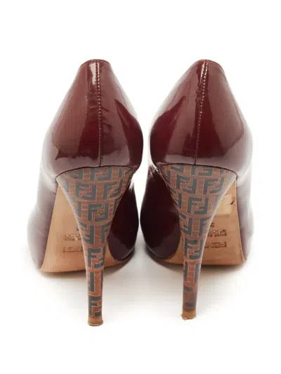 Pre-owned Fendi Patent-finish Pumps In Red