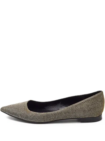 Pre-owned Saint Laurent Lurex-detailing Ballet Flats In Gray