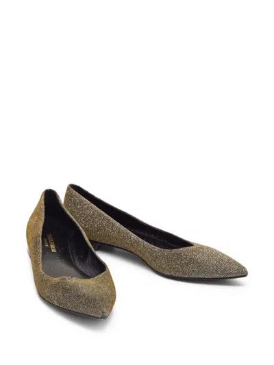 Pre-owned Saint Laurent Lurex-detailing Ballet Flats In Gray