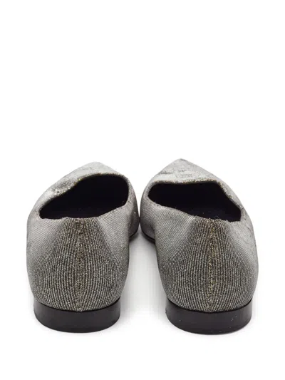 Pre-owned Saint Laurent Lurex-detailing Ballet Flats In Gray
