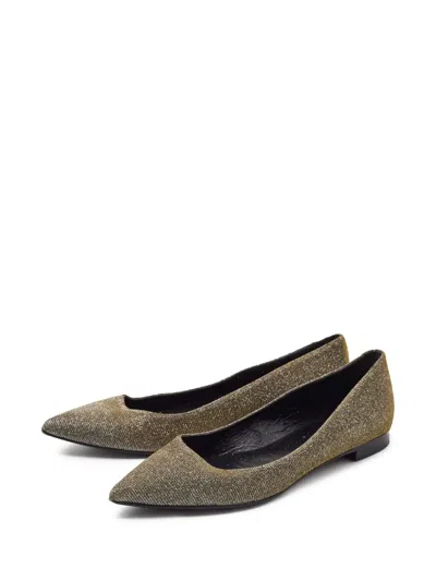 Pre-owned Saint Laurent Lurex-detailing Ballet Flats In Gray