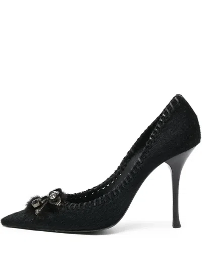 Pre-owned Le Silla  100mm Crystal-embellished Pumps In Black