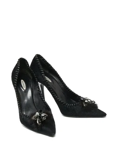 Pre-owned Le Silla  100mm Crystal-embellished Pumps In Black