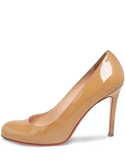 Pre-owned Christian Louboutin 100mm Patent Leather Pumps In Neutral