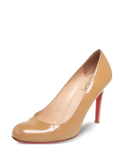 Pre-owned Christian Louboutin 100mm Patent Leather Pumps In Neutral