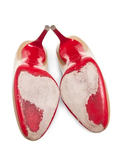 Pre-owned Christian Louboutin 100mm Patent Leather Pumps In Neutral