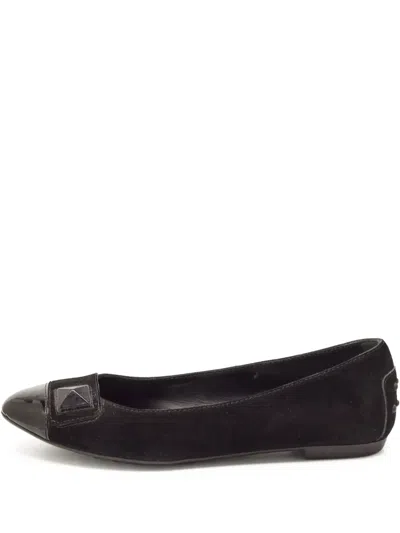Pre-owned Tod's Vintage Suede Ballet Flats In Black