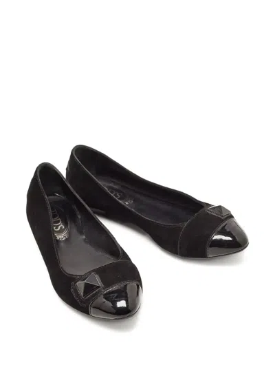 Pre-owned Tod's Vintage Suede Ballet Flats In Black