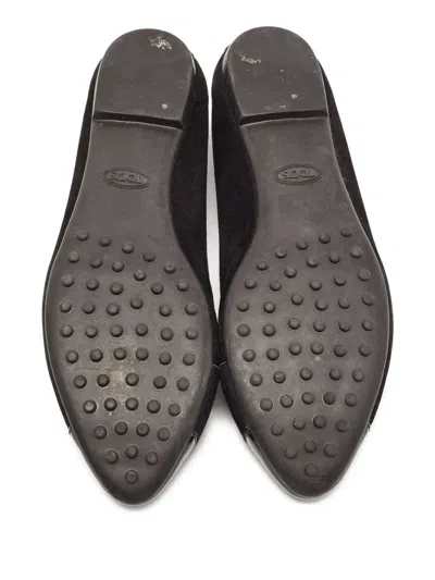 Pre-owned Tod's Vintage Suede Ballet Flats In Black
