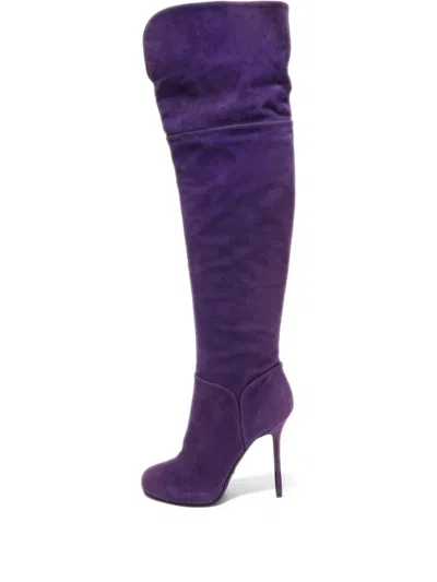 Pre-owned Sergio Rossi Vintage  130mm Thigh-high Suede Boots In Purple