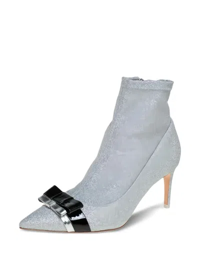 Pre-owned Sophia Webster  75mm Andie Glittered Ankle Boots In Silver