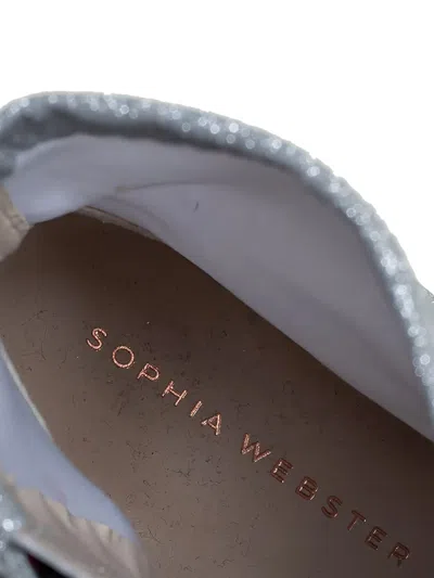 Pre-owned Sophia Webster  75mm Andie Glittered Ankle Boots In Silver