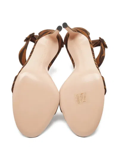 Pre-owned Gianvito Rossi  115mm Portofino Zebra-print Stiletto Sandals In Brown