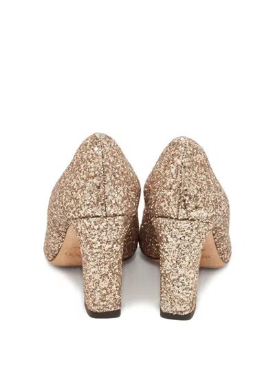 Pre-owned Jimmy Choo Billie Glitter Block Heeled Pumps In Neutral