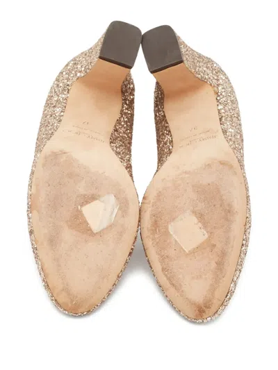 Pre-owned Jimmy Choo Billie Glitter Block Heeled Pumps In Neutral
