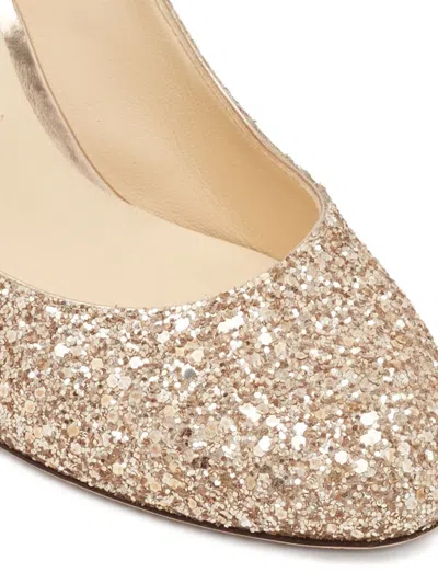 Pre-owned Jimmy Choo Billie Glitter Block Heeled Pumps In Neutral
