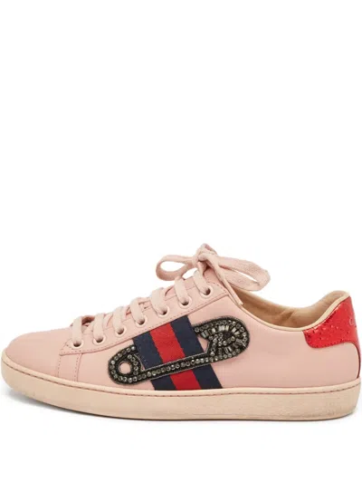 Pre-owned Gucci Sylvie-web Sneakers In Pink