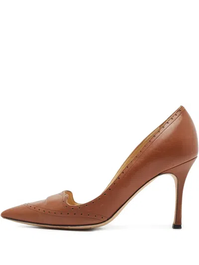 Pre-owned Manolo Blahnik  110mm Pointed-toe Perforated Pumps