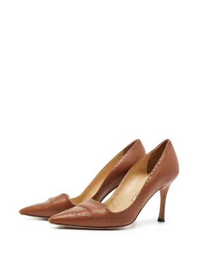 Pre-owned Manolo Blahnik  110mm Pointed-toe Perforated Pumps
