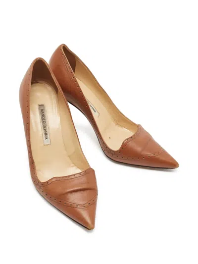 Pre-owned Manolo Blahnik  110mm Pointed-toe Perforated Pumps
