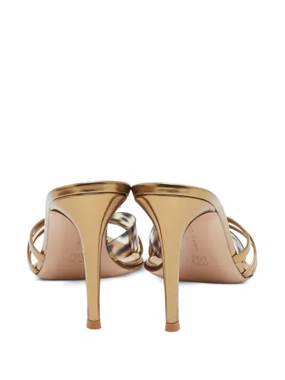 Pre-owned Gianvito Rossi  110mm Leopard-print Mules In Gold