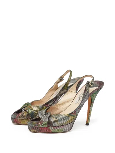 Pre-owned Jimmy Choo 120mm Metallic Heeled Sandals In Silver