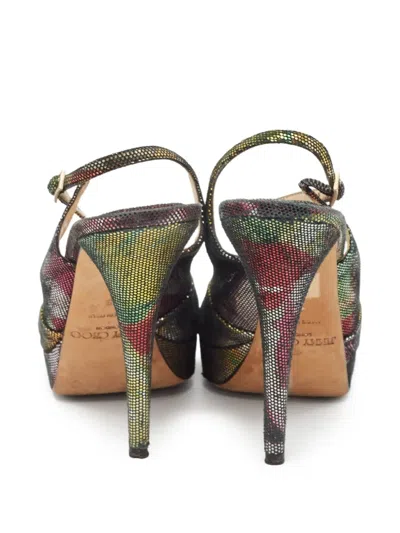 Pre-owned Jimmy Choo 120mm Metallic Heeled Sandals In Silver