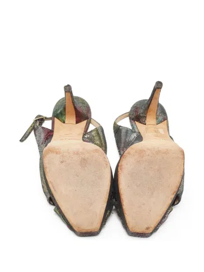 Pre-owned Jimmy Choo 120mm Metallic Heeled Sandals In Silver