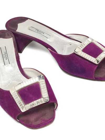 Pre-owned Prada Suede Pumps In Purple