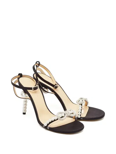 Pre-owned Mach&mach  95mm Sirene Embellished Sandals In Black