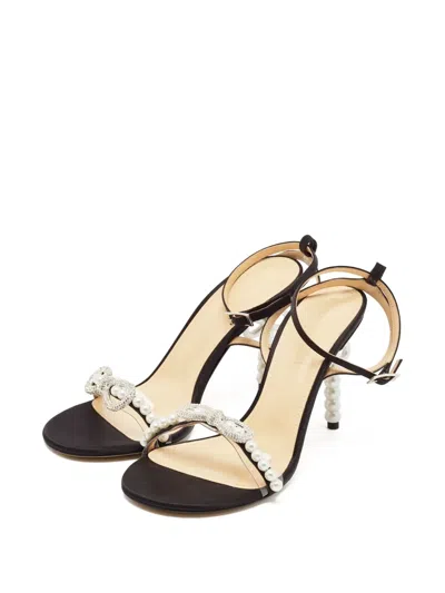 Pre-owned Mach&mach  95mm Sirene Embellished Sandals In Black