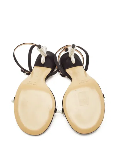 Pre-owned Mach&mach  95mm Sirene Embellished Sandals In Black