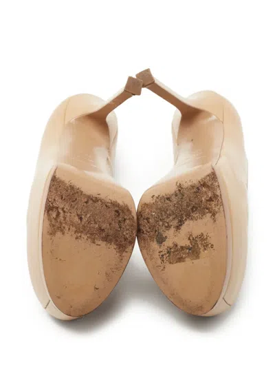 Pre-owned Saint Laurent 145mm Platform Stiletto Pumps In Neutral