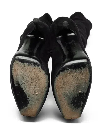 Pre-owned Gucci 绒面皮高跟过膝靴（13.5厘米，典藏款） In Black