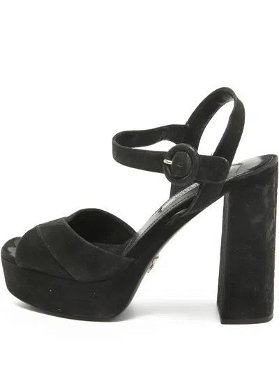 Pre-owned Prada 110mm Platform Block-heel Sandals