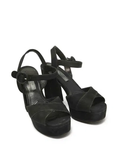 Pre-owned Prada 110mm Platform Block-heel Sandals