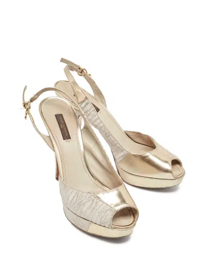 Pre-owned Louis Vuitton 100mm Slingback Pumps In Gray