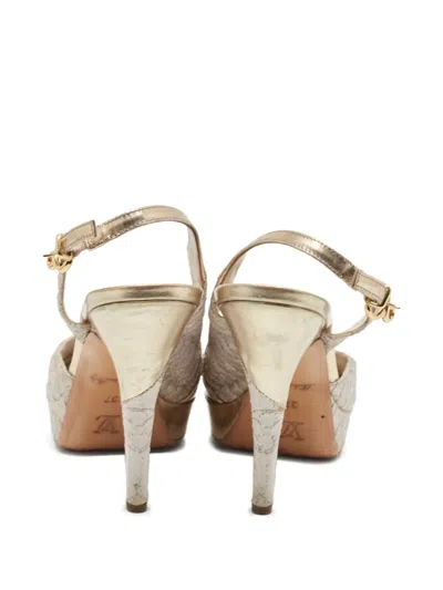 Pre-owned Louis Vuitton 100mm Slingback Pumps In Gray