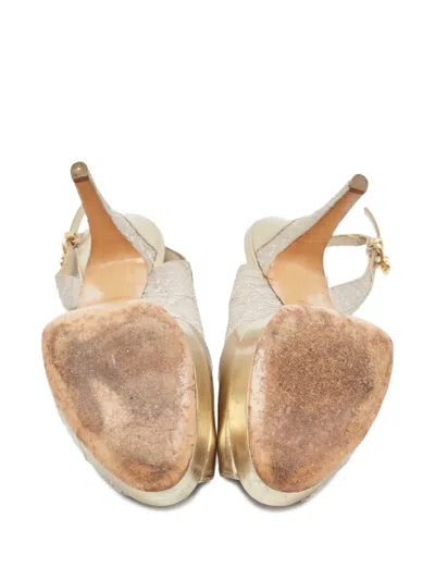 Pre-owned Louis Vuitton 100mm Slingback Pumps In Gray
