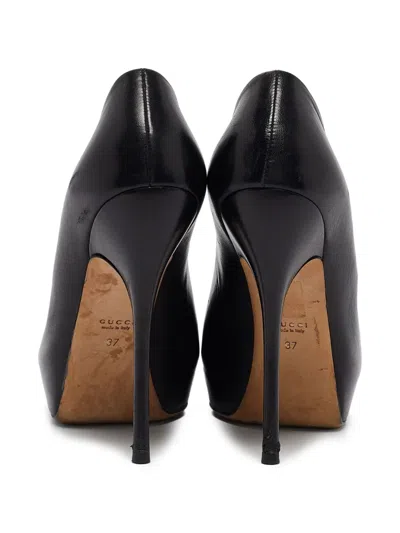 Pre-owned Gucci Peep-toe Heeled Pumps In Black