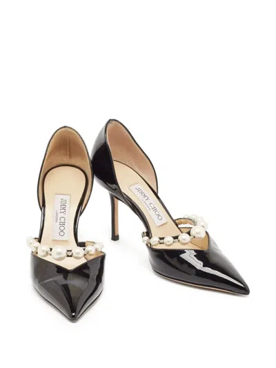 Pre-owned Jimmy Choo 85mm Aurelie Pearl-embellished Pumps In Black