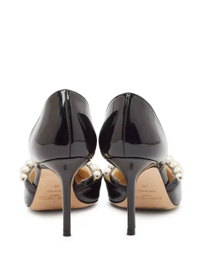 Pre-owned Jimmy Choo 85mm Aurelie Pearl-embellished Pumps In Black